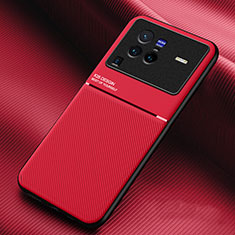 Funda Silicona Carcasa Ultrafina Goma con Magnetico para Vivo X80 Pro 5G Rojo