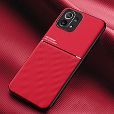 Funda Silicona Carcasa Ultrafina Goma con Magnetico para Xiaomi Mi 11 5G Rojo