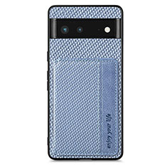 Funda Silicona Carcasa Ultrafina Goma con Magnetico S01D para Google Pixel 6 5G Azul