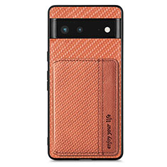 Funda Silicona Carcasa Ultrafina Goma con Magnetico S01D para Google Pixel 6 5G Marron