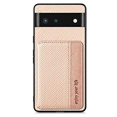 Funda Silicona Carcasa Ultrafina Goma con Magnetico S01D para Google Pixel 6 5G Oro