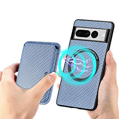 Funda Silicona Carcasa Ultrafina Goma con Magnetico S01D para Google Pixel 7 Pro 5G Azul