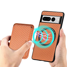 Funda Silicona Carcasa Ultrafina Goma con Magnetico S01D para Google Pixel 7 Pro 5G Marron