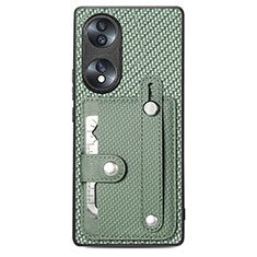 Funda Silicona Carcasa Ultrafina Goma con Magnetico S01D para Huawei Honor 70 5G Verde