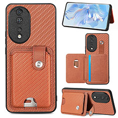 Funda Silicona Carcasa Ultrafina Goma con Magnetico S01D para Huawei Honor 80 5G Marron