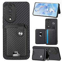 Funda Silicona Carcasa Ultrafina Goma con Magnetico S01D para Huawei Honor 80 5G Negro