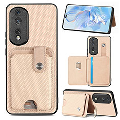 Funda Silicona Carcasa Ultrafina Goma con Magnetico S01D para Huawei Honor 80 Pro Flat 5G Oro