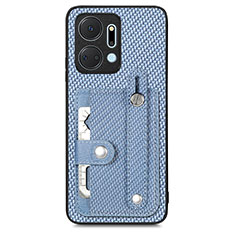 Funda Silicona Carcasa Ultrafina Goma con Magnetico S01D para Huawei Honor X7a Azul