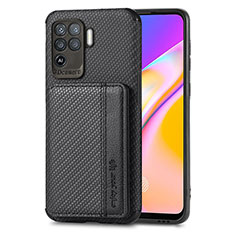 Funda Silicona Carcasa Ultrafina Goma con Magnetico S01D para Oppo F19 Pro Negro