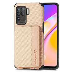 Funda Silicona Carcasa Ultrafina Goma con Magnetico S01D para Oppo Reno5 F Oro