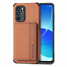 Funda Silicona Carcasa Ultrafina Goma con Magnetico S01D para Oppo Reno6 5G Marron