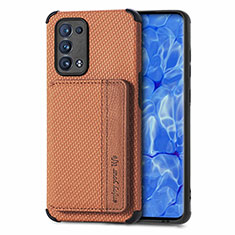 Funda Silicona Carcasa Ultrafina Goma con Magnetico S01D para Oppo Reno6 Pro 5G Marron