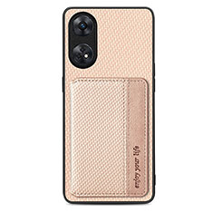 Funda Silicona Carcasa Ultrafina Goma con Magnetico S01D para Oppo Reno8 T 4G Oro