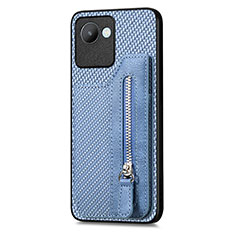 Funda Silicona Carcasa Ultrafina Goma con Magnetico S01D para Realme C30 Azul