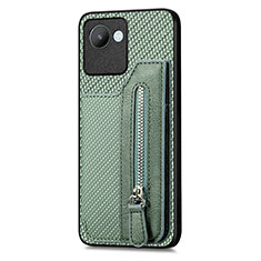 Funda Silicona Carcasa Ultrafina Goma con Magnetico S01D para Realme C30 Verde