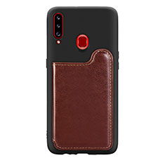 Funda Silicona Carcasa Ultrafina Goma con Magnetico S01D para Samsung Galaxy A20s Marron