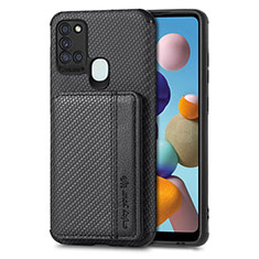 Funda Silicona Carcasa Ultrafina Goma con Magnetico S01D para Samsung Galaxy A21s Negro