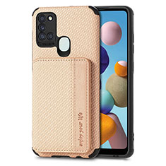 Funda Silicona Carcasa Ultrafina Goma con Magnetico S01D para Samsung Galaxy A21s Oro