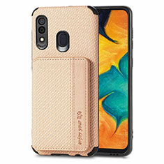 Funda Silicona Carcasa Ultrafina Goma con Magnetico S01D para Samsung Galaxy M10S Oro