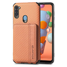 Funda Silicona Carcasa Ultrafina Goma con Magnetico S01D para Samsung Galaxy M11 Marron