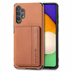 Funda Silicona Carcasa Ultrafina Goma con Magnetico S01D para Samsung Galaxy M32 5G Marron