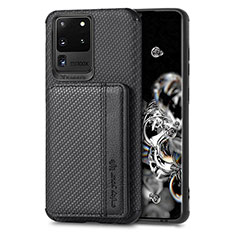 Funda Silicona Carcasa Ultrafina Goma con Magnetico S01D para Samsung Galaxy S20 Ultra Negro