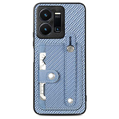 Funda Silicona Carcasa Ultrafina Goma con Magnetico S01D para Vivo Y35 4G Azul