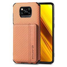 Funda Silicona Carcasa Ultrafina Goma con Magnetico S01D para Xiaomi Poco X3 Pro Marron