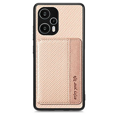 Funda Silicona Carcasa Ultrafina Goma con Magnetico S01D para Xiaomi Redmi Note 12 Turbo 5G Oro