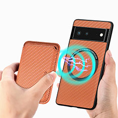 Funda Silicona Carcasa Ultrafina Goma con Magnetico S02D para Google Pixel 6 5G Marron