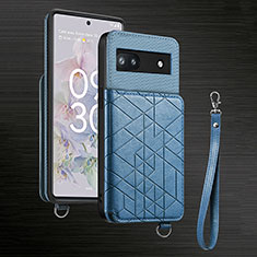 Funda Silicona Carcasa Ultrafina Goma con Magnetico S02D para Google Pixel 6a 5G Azul