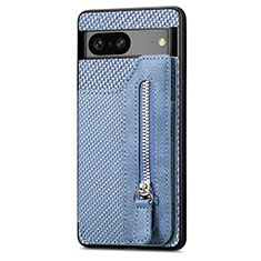 Funda Silicona Carcasa Ultrafina Goma con Magnetico S02D para Google Pixel 7a 5G Azul