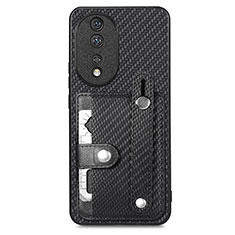 Funda Silicona Carcasa Ultrafina Goma con Magnetico S02D para Huawei Honor 80 5G Negro