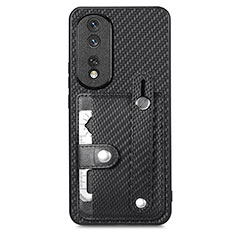 Funda Silicona Carcasa Ultrafina Goma con Magnetico S02D para Huawei Honor 80 Pro Flat 5G Negro