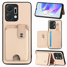 Funda Silicona Carcasa Ultrafina Goma con Magnetico S02D para Huawei Honor X7a Oro