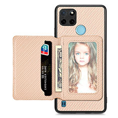 Funda Silicona Carcasa Ultrafina Goma con Magnetico S02D para Realme C21Y Oro