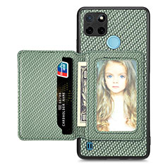 Funda Silicona Carcasa Ultrafina Goma con Magnetico S02D para Realme C25Y India Verde