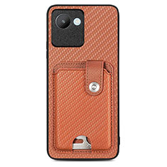 Funda Silicona Carcasa Ultrafina Goma con Magnetico S02D para Realme C30 Marron