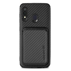 Funda Silicona Carcasa Ultrafina Goma con Magnetico S02D para Samsung Galaxy A20 Negro