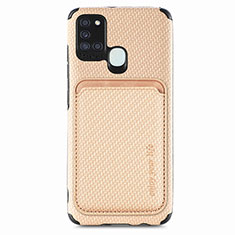 Funda Silicona Carcasa Ultrafina Goma con Magnetico S02D para Samsung Galaxy A21s Oro