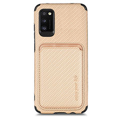 Funda Silicona Carcasa Ultrafina Goma con Magnetico S02D para Samsung Galaxy A41 Oro