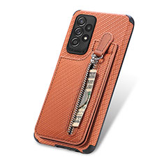 Funda Silicona Carcasa Ultrafina Goma con Magnetico S02D para Samsung Galaxy A72 4G Marron