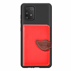 Funda Silicona Carcasa Ultrafina Goma con Magnetico S02D para Samsung Galaxy A91 Rojo