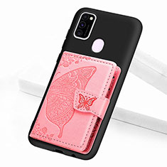 Funda Silicona Carcasa Ultrafina Goma con Magnetico S02D para Samsung Galaxy M30s Oro Rosa