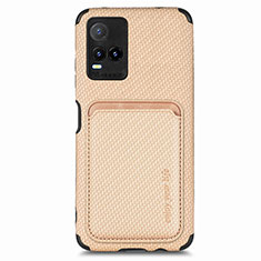 Funda Silicona Carcasa Ultrafina Goma con Magnetico S02D para Vivo Y21e Oro