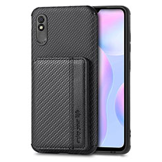 Funda Silicona Carcasa Ultrafina Goma con Magnetico S02D para Xiaomi Redmi 9A Negro