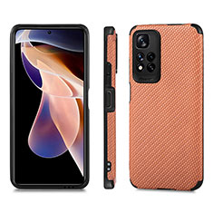 Funda Silicona Carcasa Ultrafina Goma con Magnetico S02D para Xiaomi Redmi Note 11 Pro+ Plus 5G Marron