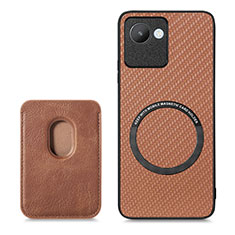 Funda Silicona Carcasa Ultrafina Goma con Magnetico S03D para Realme C30 Marron