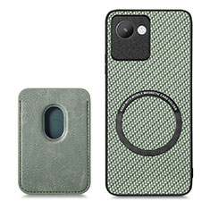 Funda Silicona Carcasa Ultrafina Goma con Magnetico S03D para Realme C30 Verde