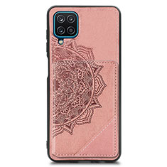 Funda Silicona Carcasa Ultrafina Goma con Magnetico S03D para Samsung Galaxy A12 5G Oro Rosa